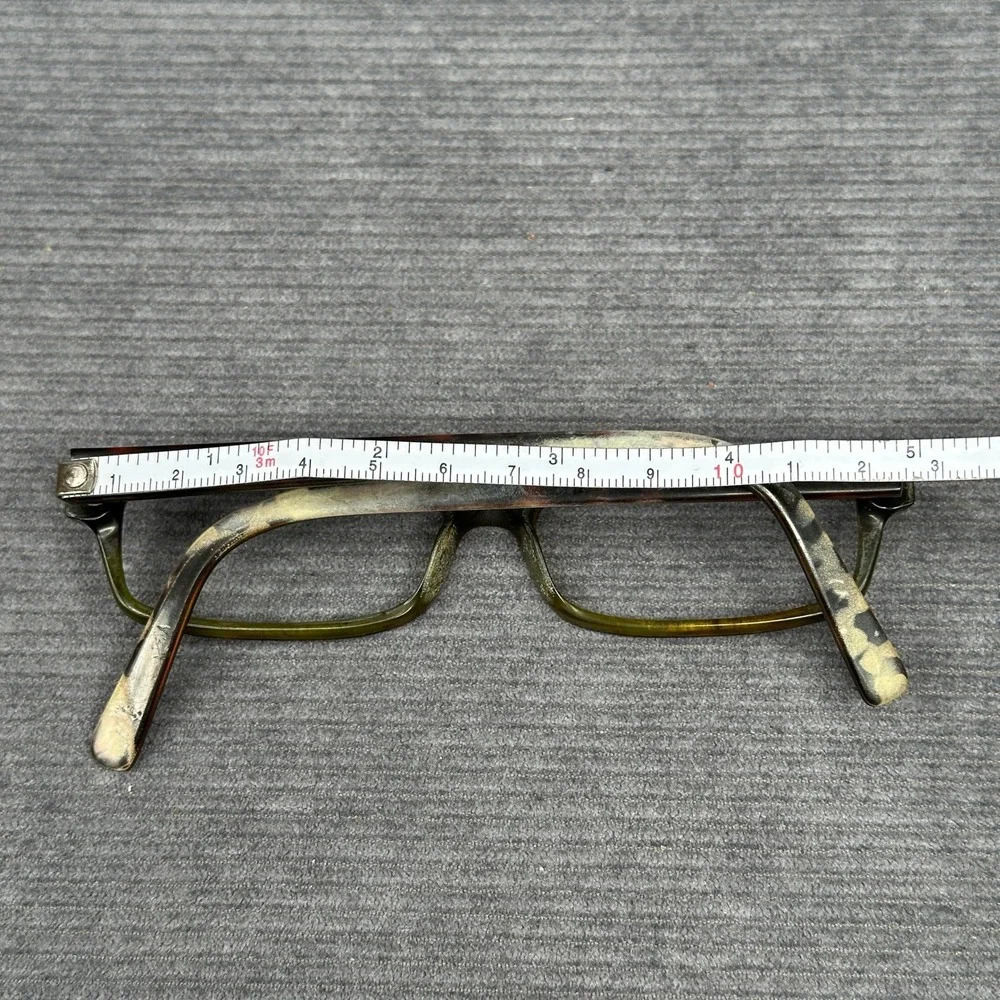 Prada VPR 07E Tortoise Olive Green Rectangular Eyeglasses Frames Italy 52-16-140